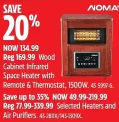 Canadian Tire Aoma wood cabinet infrared space heater offer