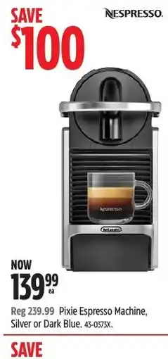 Canadian Tire Nespresso Pixie Espresso Machine offer