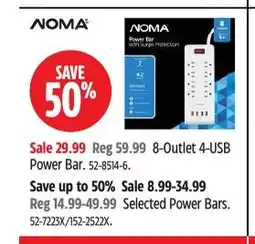 Canadian Tire Aoma 8-outlet 4-usb power bar offer