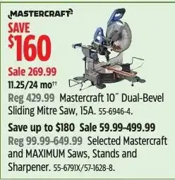 Canadian Tire Mastercraft 10" Dual-Bevel Sliding Mite Saw offer