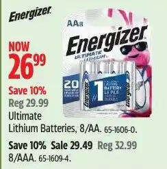 Canadian Tire Energizer Ultimate Lithium Batteries, 8/AA offer