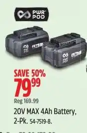 Canadian Tire Pwr Pod 20V MAX 4Ah Battery offer