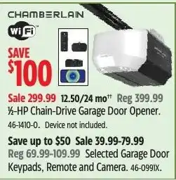 Canadian Tire Chamberlain 1/2-hp chain-drive garage door opener offer