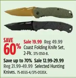 Canadian Tire Coast Folding Knife Set offer