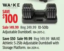 Canadian Tire Wa:ke Athletic 5-25lb Adjustable Dumbbell offer