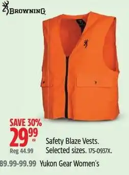 Canadian Tire Browning Yukon Gear Women's Safety Blaze Vests offer