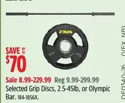 Canadian Tire Ziva selected grip discs or olympic bar offer