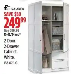 Canadian Tire Sauder 2-Door, 2-Drawer Cabinet. White. offer