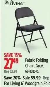 Canadian Tire Living Fabric Folding Chair Grey offer