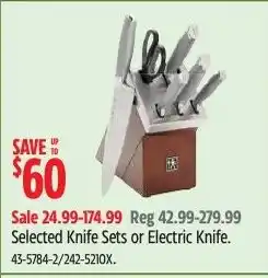 Canadian Tire Selected Knife Sets or Electric Knife offer