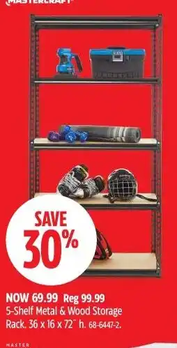 Canadian Tire Mastercraft 5-Shelf Metal & Wood Storage Rack offer
