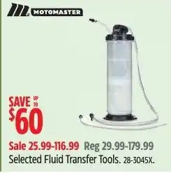 Canadian Tire Motomaster selected fluid transfer tools offer