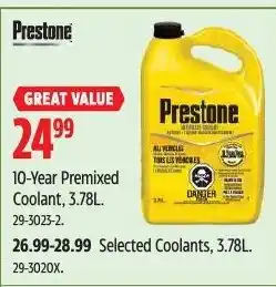Canadian Tire Prestone 10-Year Premixed Coolant offer