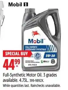 Canadian Tire Mobil Full-Synthetic Motor Oil offer