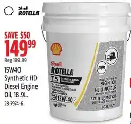 Canadian Tire Shell Rotella T5 15W40 Synthetic HD Diesel Engine Oil offer