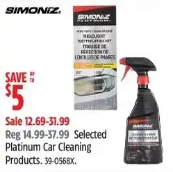 Canadian Tire Simoniz Platinum Car Cleaning Products offer
