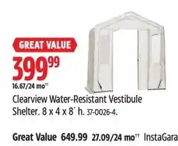 Canadian Tire Clearview Water-Resistant Vestibule Shelter offer