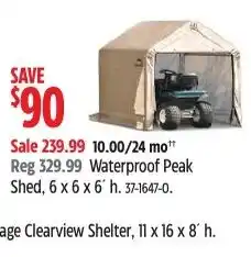 Canadian Tire Waterproof Peak Shed offer