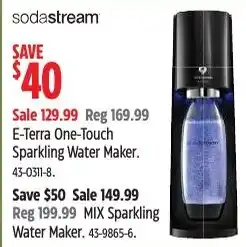 Canadian Tire sodastream E-Terra One-Touch Sparkling Water Maker offer