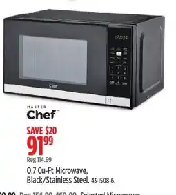 Canadian Tire Master Chef 0.7 Cu-Ft Microwave, Black/Stainless Steel offer