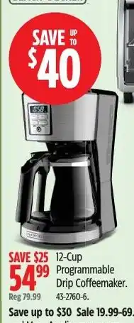 Canadian Tire 12-Cup Programmable Drip Coffeeemaker offer