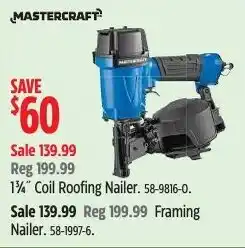 Canadian Tire Mastercraft 1/4" Coil Roofing Nailer offer
