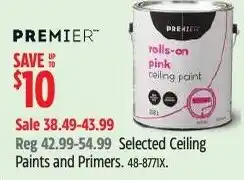 Canadian Tire Premier selected ceiling paints and primers offer