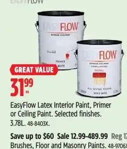 Canadian Tire EasyFlow Latex Interior Paint, Primer or Ceiling Paint offer