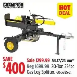 Canadian Tire Champion gas log splitter offer