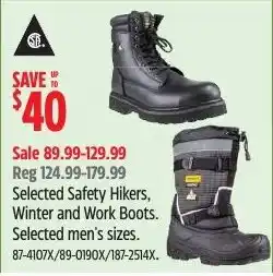 Canadian Tire Safety Hikers Winter and Work Boots offer
