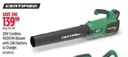 Canadian Tire Certified 20V Cordless 400CFM Blower offer
