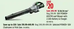 Canadian Tire Ryobi 615CFM Leaf Blower with 2.5Ah Battery & Charger offer