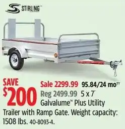 Canadian Tire Stirling Galvalume Plus Utility Trailer with Ramp Gate offer