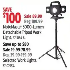 Canadian Tire MotoMaster 3000-Lumen Detachable Tripod Work Light offer