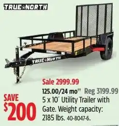 Canadian Tire True north 5 x 10" utility trailer with gate offer