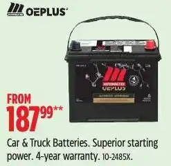 Canadian Tire Oeplus car & truck batteries offer
