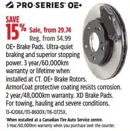 Canadian Tire Pro-Series OE+ Brake Pads and Rotors offer