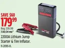 Canadian Tire Zoma 2200a lithium jump starter & tire inflator offer