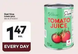 Giant Tiger Great Value tomato juice offer