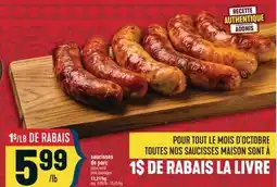 Marché Adonis SAUCISSES DE PORC | PORK SAUSAGES offer