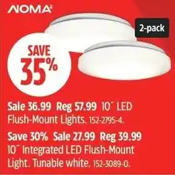Canadian Tire Noma 10" LED Flush-Mount Lights offer