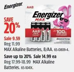 Canadian Tire Energizer MAX Alkaline Batteries offer