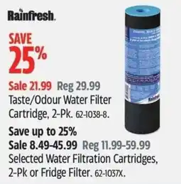 Canadian Tire Rainfresh taste/odour water filter cartridge 2-pk offer