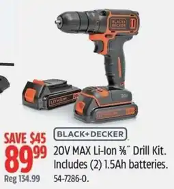 Canadian Tire Black+Decker 20V MAX Li-Ion 3/8" Drill Kit offer