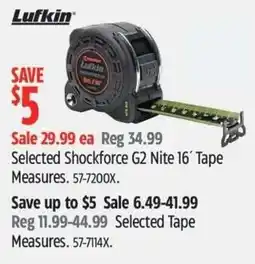 Canadian Tire Lufkin Shockforce G2 Nite 16' Tape Measures offer