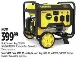 Canadian Tire Champion 3650W/4550W Portable Gas Generator offer