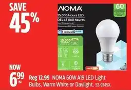 Canadian Tire Noma 60w a19 led light bulbs offer