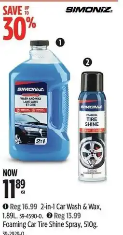 Canadian Tire Simonz 2-in-1 Car Wash and Wax offer