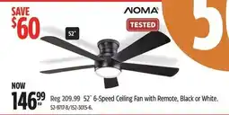 Canadian Tire Noma 6-Speed Ceiling Fan with Remote, Black or White offer