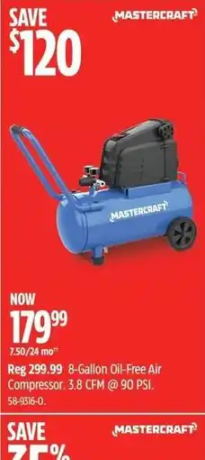 Canadian Tire Mastercraft 8-Gallon Oil-Free Air Compressor offer